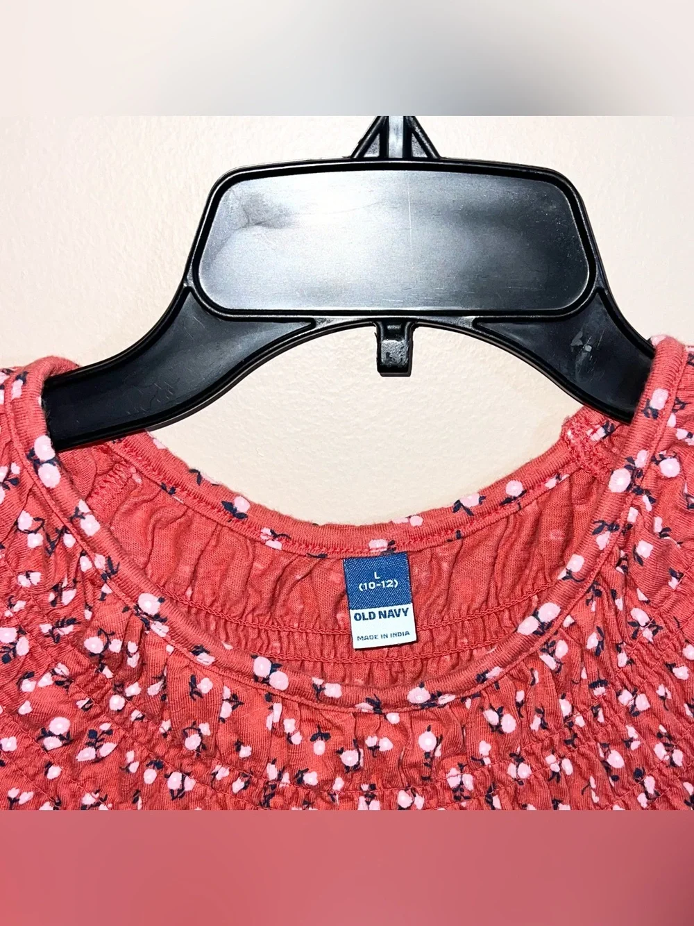Old Navy Short Sleeve Floral Dress Girls Large 10/12 Burnt Orange Pink Blue